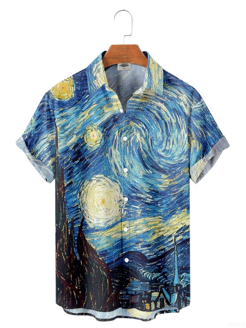 Men Shirts 3d Geometric Art Co - Abstract Oil Painting 评论和价格