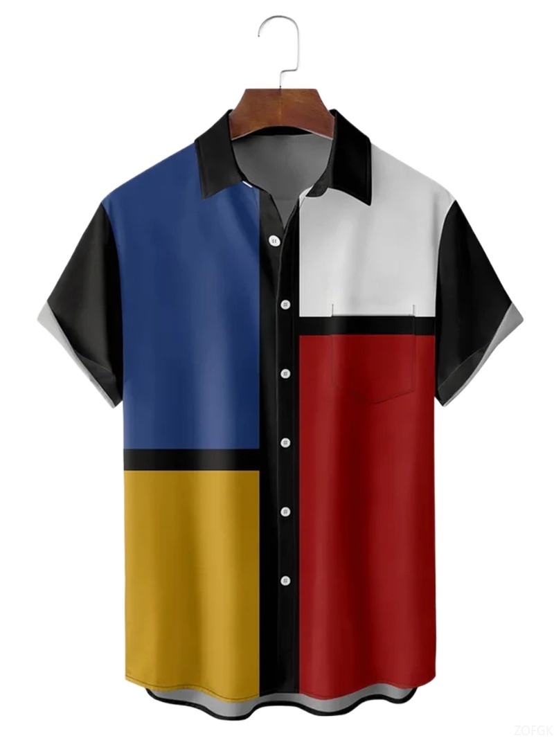 Men Shirts 3d Geometric Art Co - Abstract Oil Painting 评论和价格