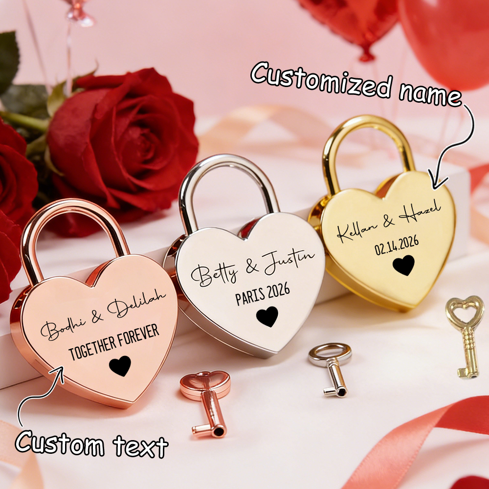 Custom Name Heart-Shaped Padlo - Home Decor Xmas 评论和价格