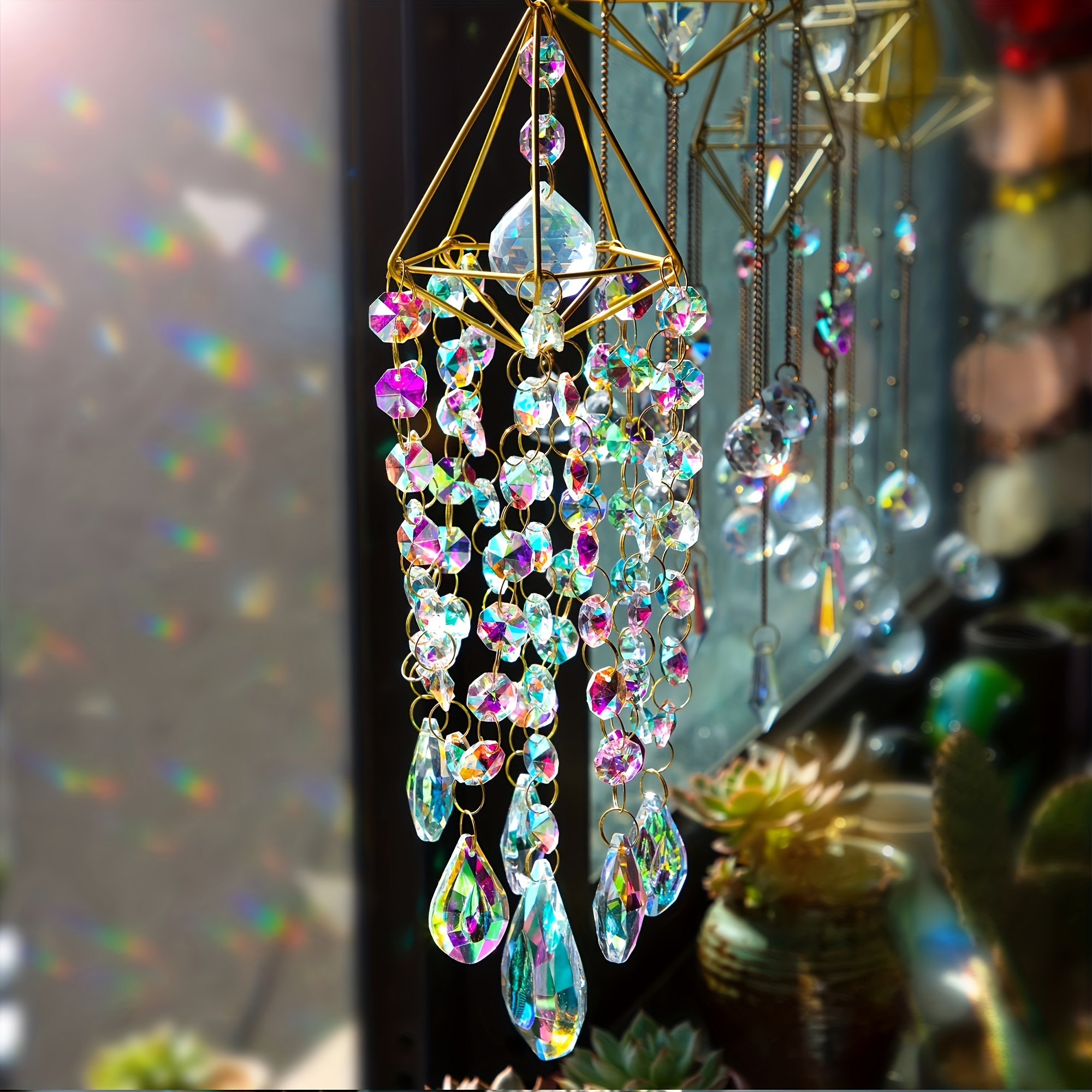 Crystal Suncatchers Hanging Wi - Boho Wind Chimes 评论和价格