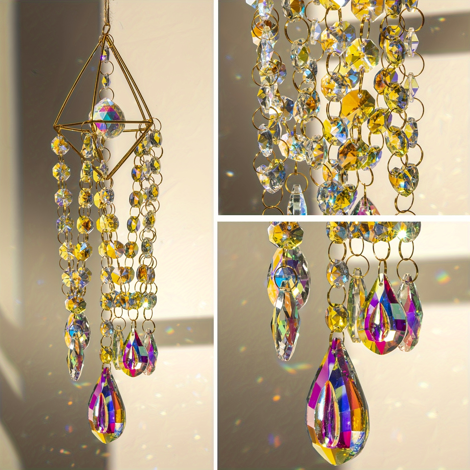Crystal Suncatchers Hanging Wi - Boho Wind Chimes 评论和价格