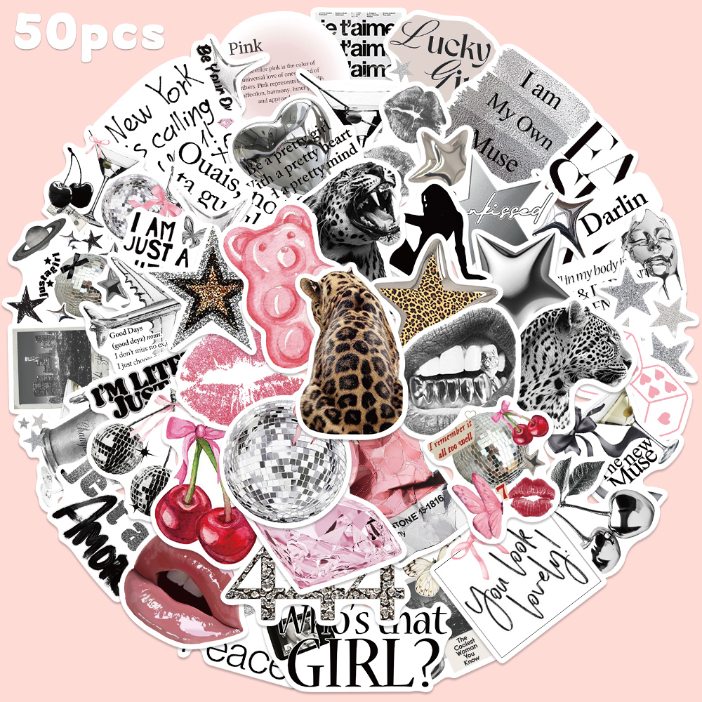50pcs Silver Lucky Sticker Fas - Home Decor Wall Panels 评论和价格
