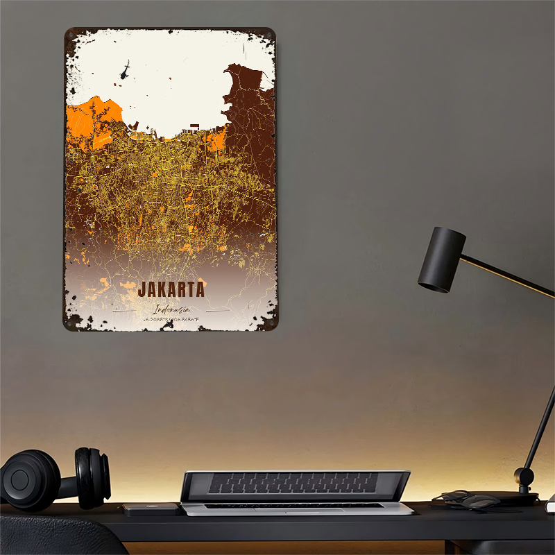 Jakarta City Map Tinplate Post - Home Decor Jakarta 评论和价格