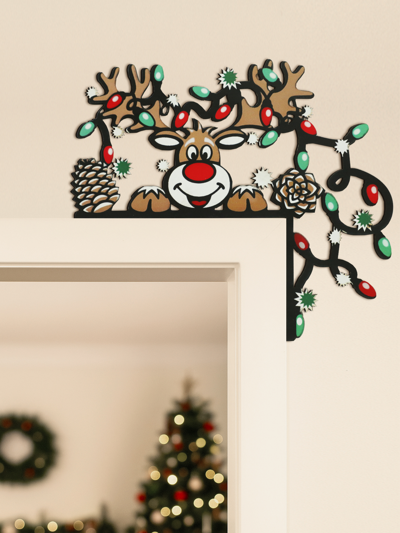 Christmas Reindeer Door Corner - Home Decor Xmas 评论和价格