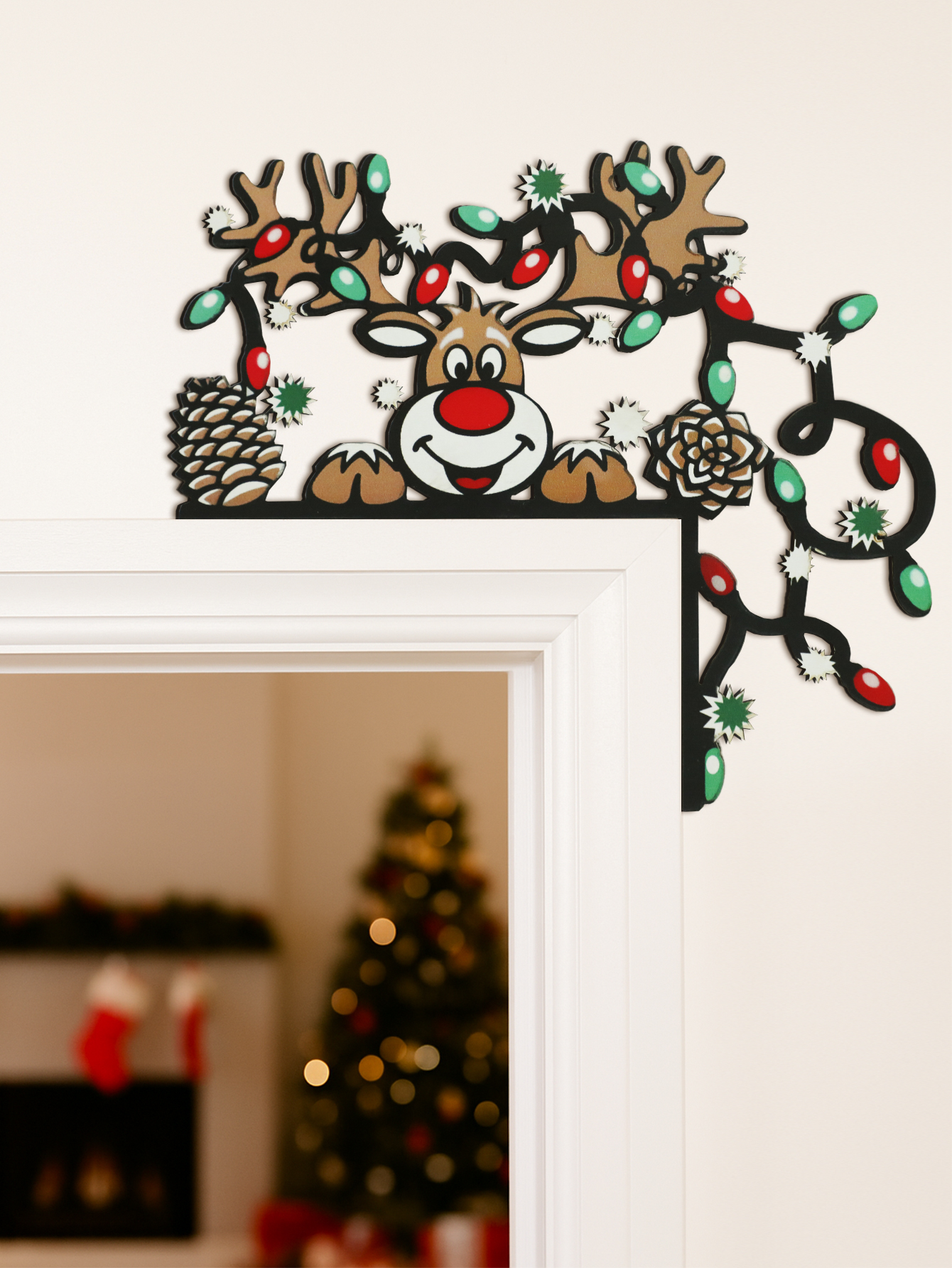 Christmas Reindeer Door Corner - Home Decor Xmas 评论和价格