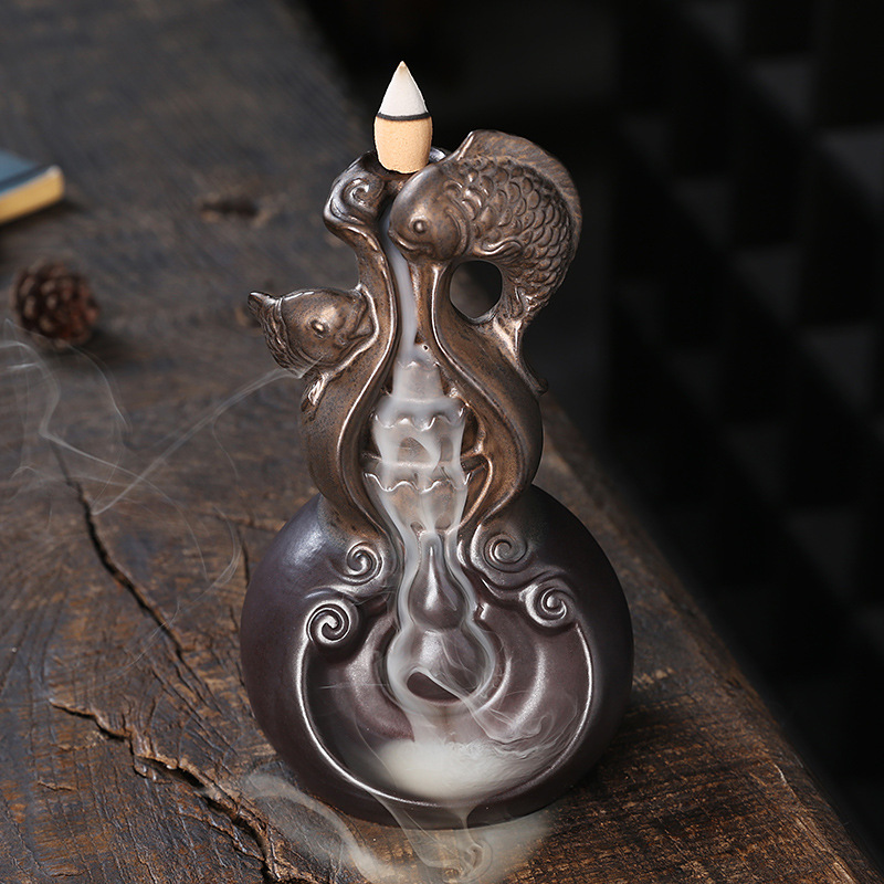 Ceramic Gourd Backflow Incense - Home Decor Zen Style 评论和价格