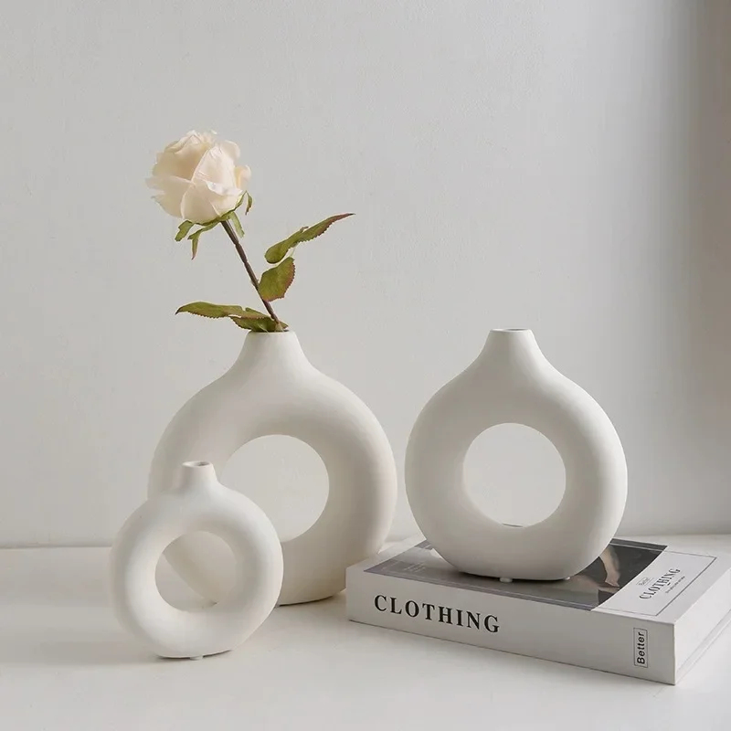 Simple Plastic Vase Donut Shap - Home Decor Vase With Flowers 评论和价格
