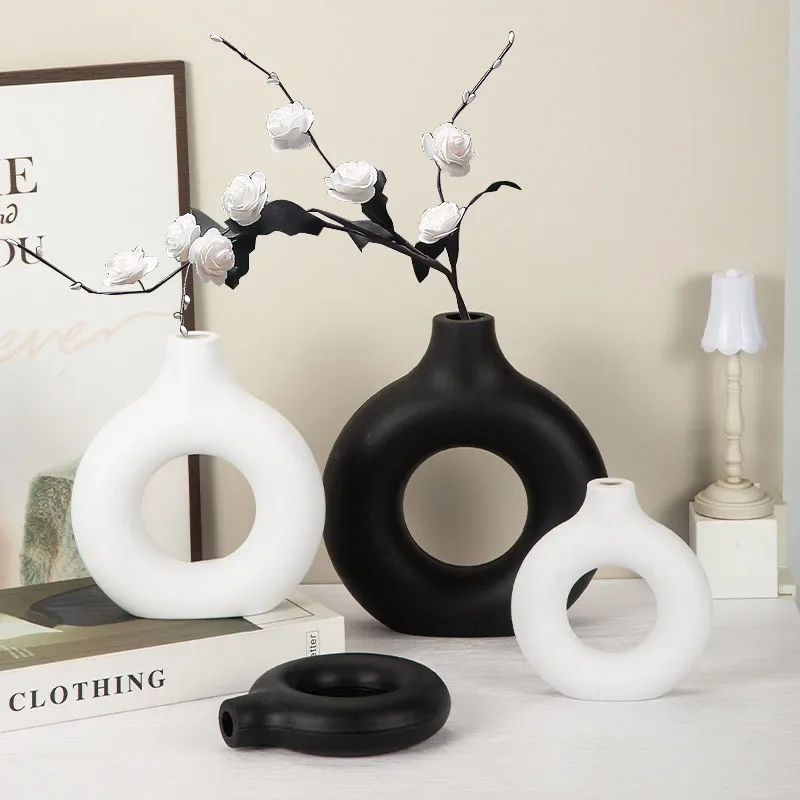 Simple Plastic Vase Donut Shap - Home Decor Vase With Flowers 评论和价格