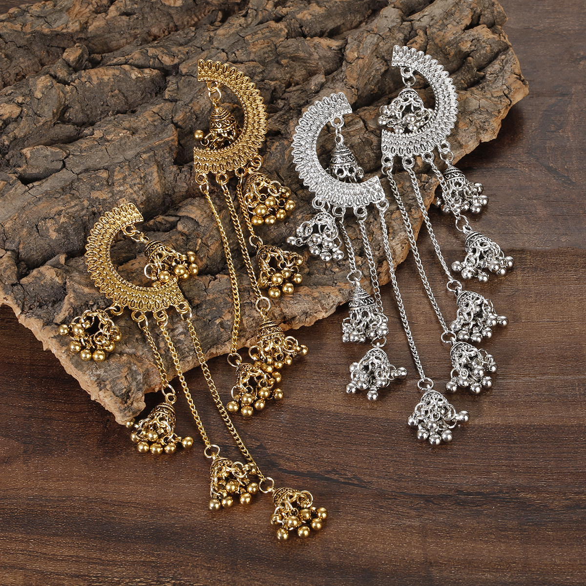 Indian Jhumka Earrings Gold Sl - Boho Wind Chimes 评论和价格