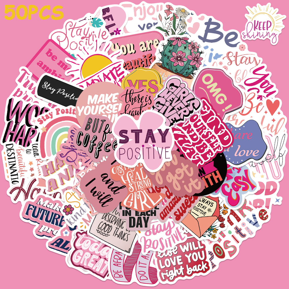 50pcs Pink Inspirational Phras - Home Decor Wall Panels 评论和价格