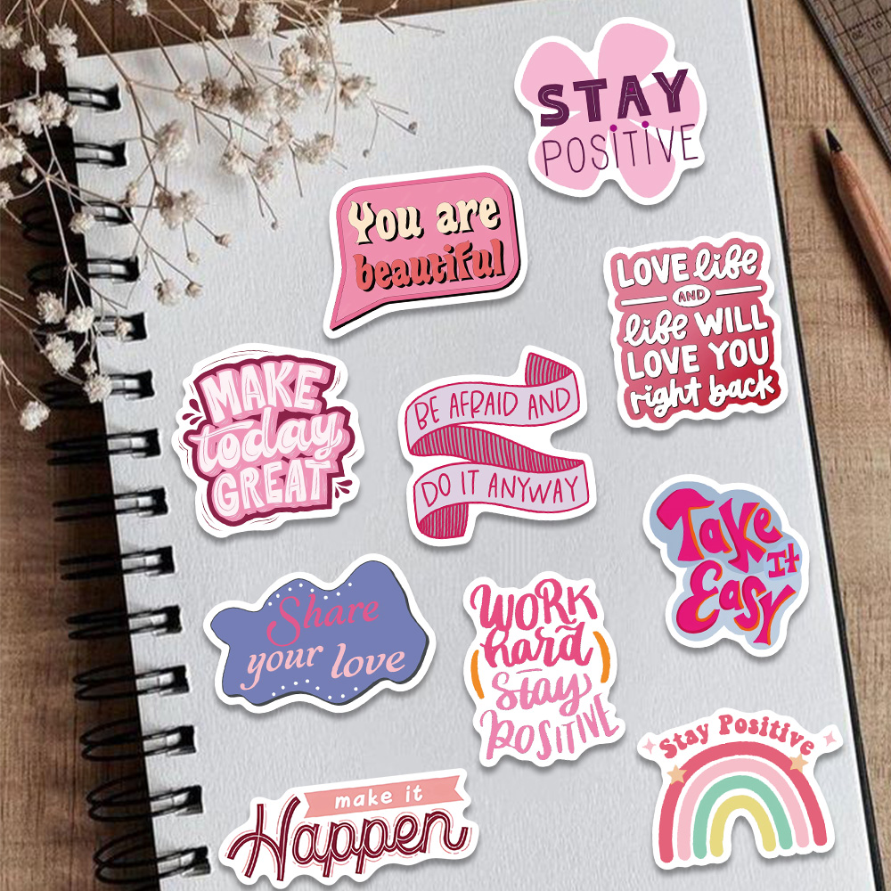 50pcs Pink Inspirational Phras - Home Decor Wall Panels 评论和价格