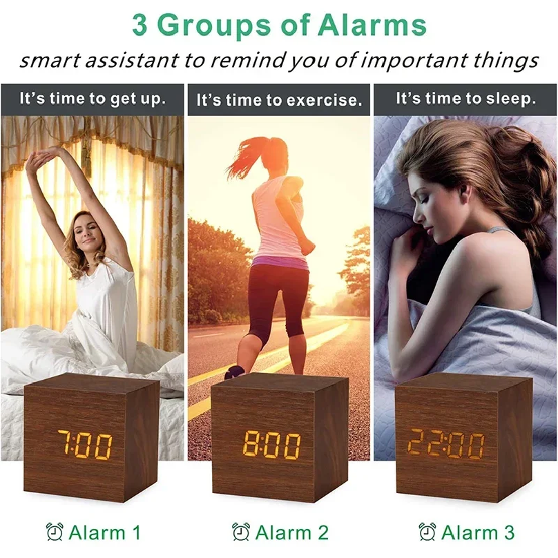Wooden Digital Alarm Clock wit - Vintage Alarm Clock 评论和价格