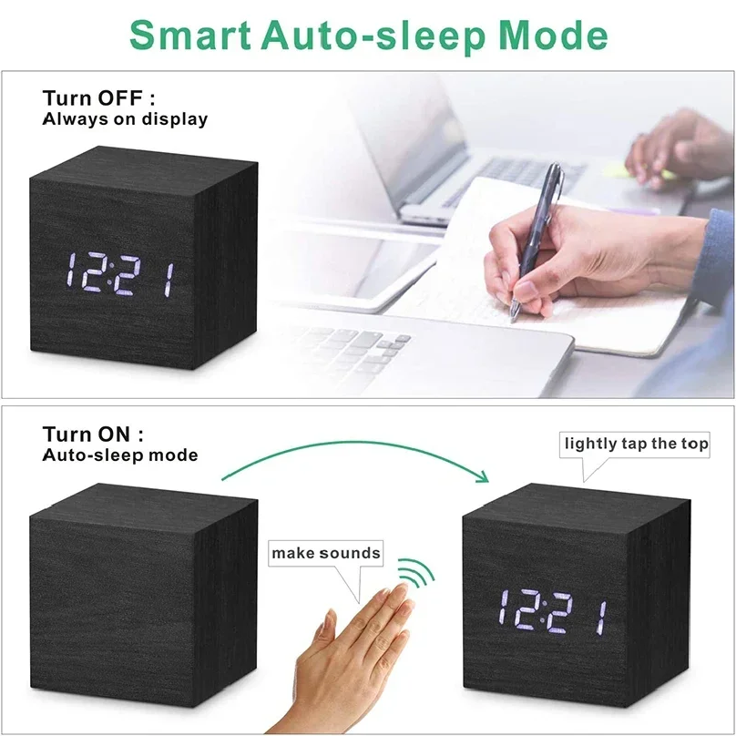 Wooden Digital Alarm Clock wit - Vintage Alarm Clock 评论和价格