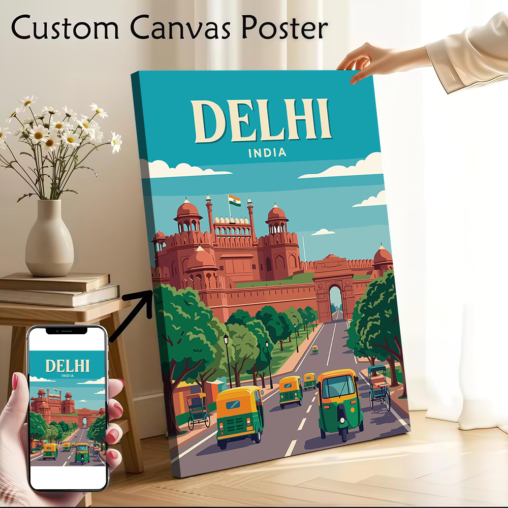 Delhi India Vintage Travel Can - Home Decor Delhi 评论和价格