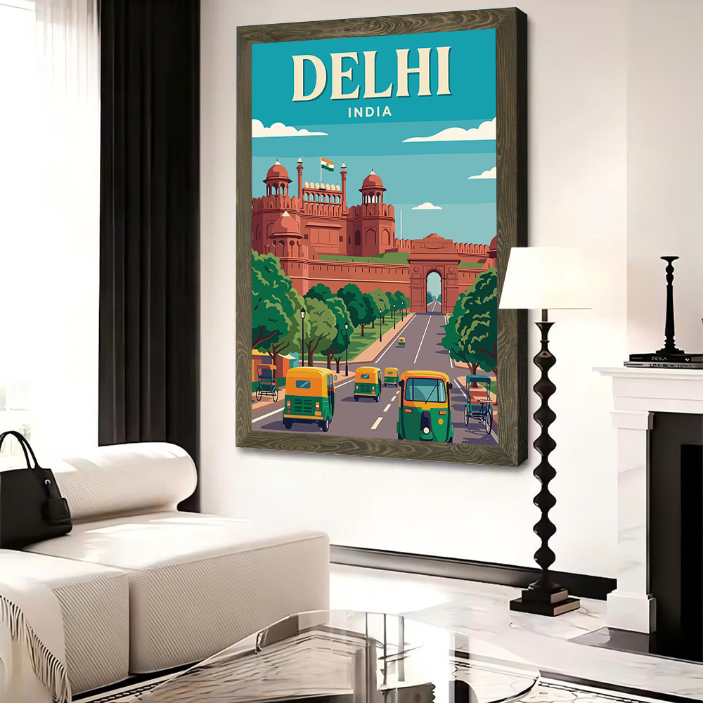 Delhi India Vintage Travel Can - Home Decor Delhi 评论和价格