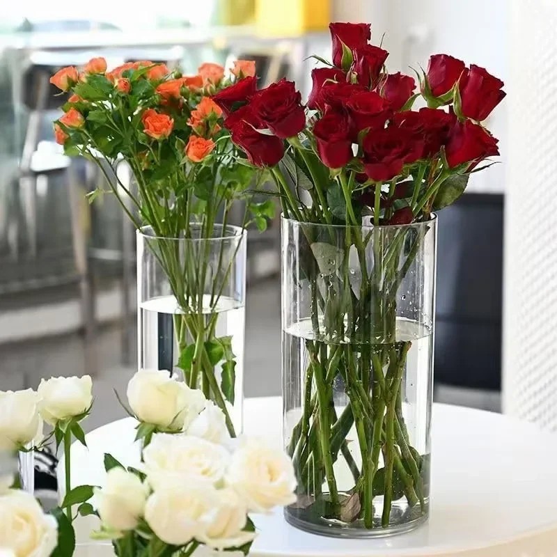 2/4pc Acrylic Cylinder Vase Tr - Home Decor Vase With Flowers 评论和价格