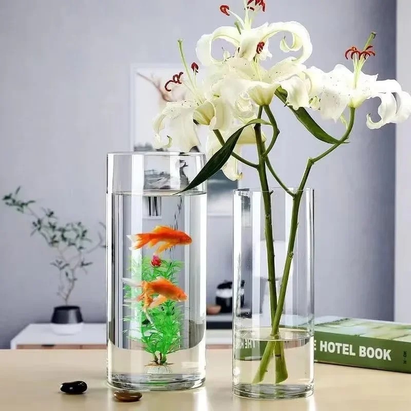 2/4pc Acrylic Cylinder Vase Tr - Home Decor Vase With Flowers 评论和价格