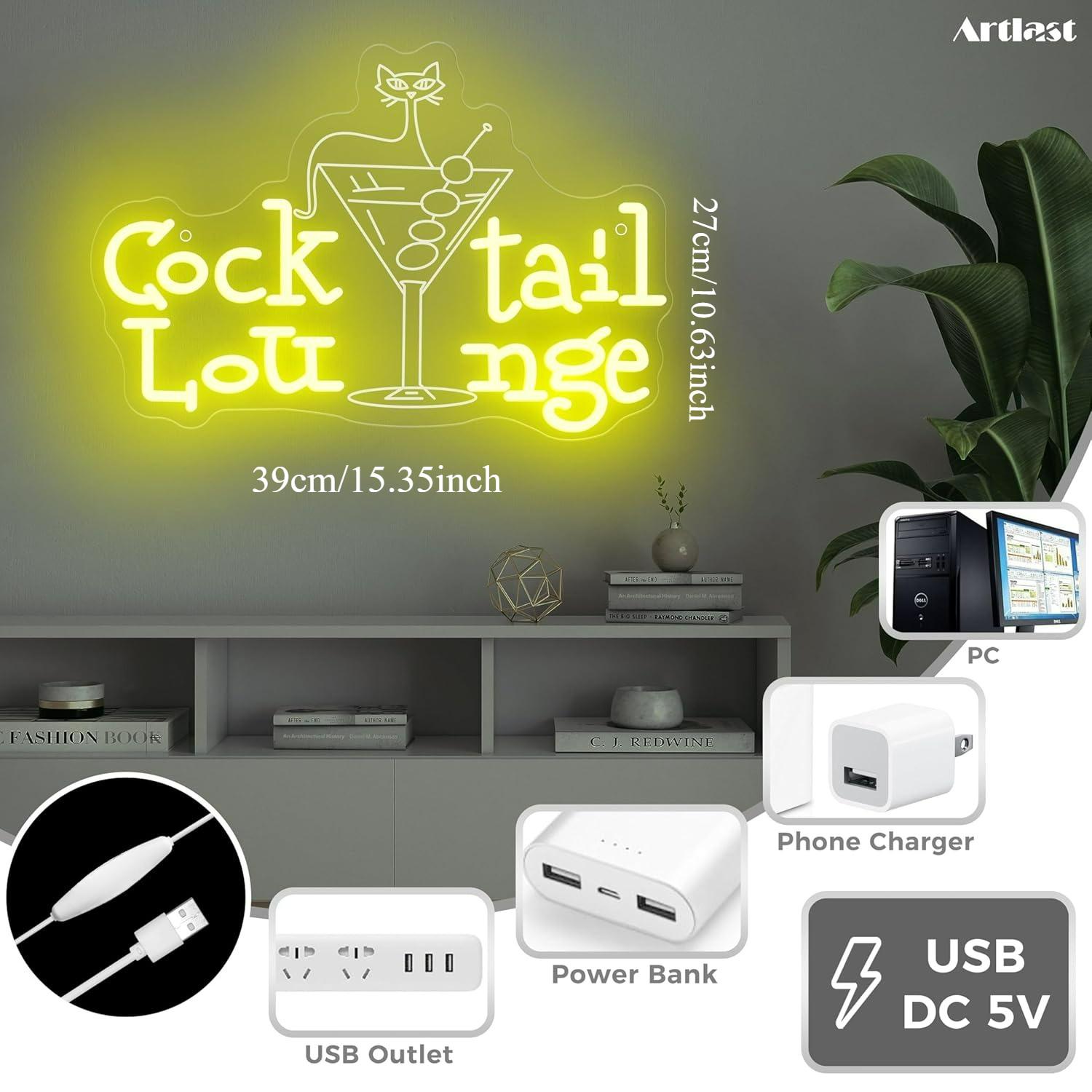 Cocktail Lounge Neon Sign Dimm - Home Decor Light 评论和价格