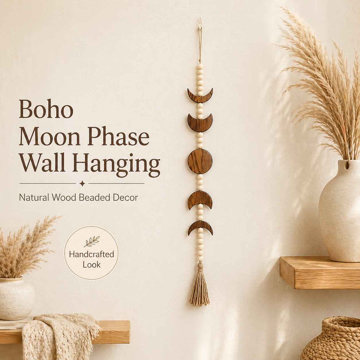 Boho Moon Phase Wall Hanging W - Boho Wind Chimes 评论和价格