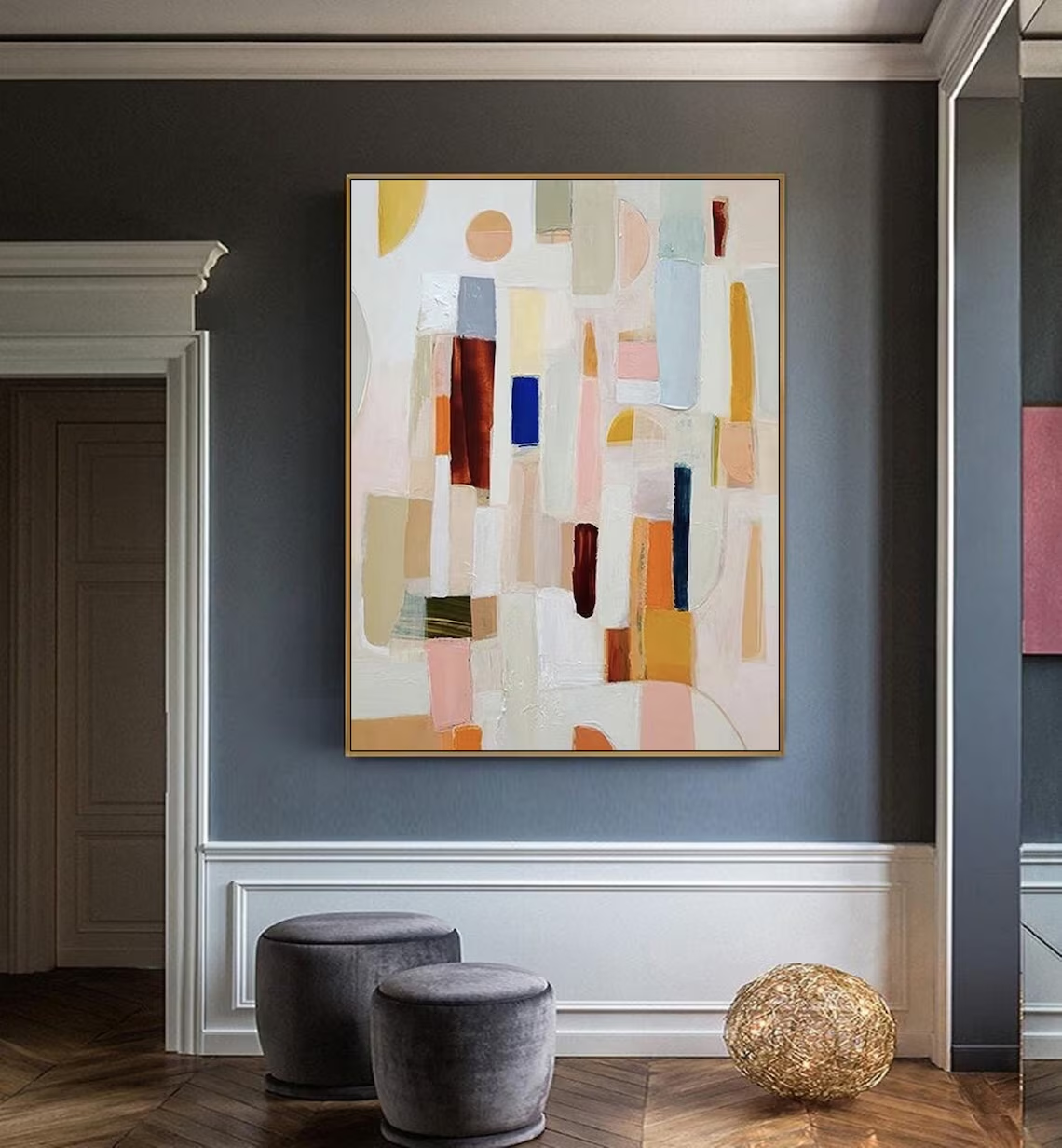 Neutral color abstract paintin - Abstract Oil Painting 评论和价格