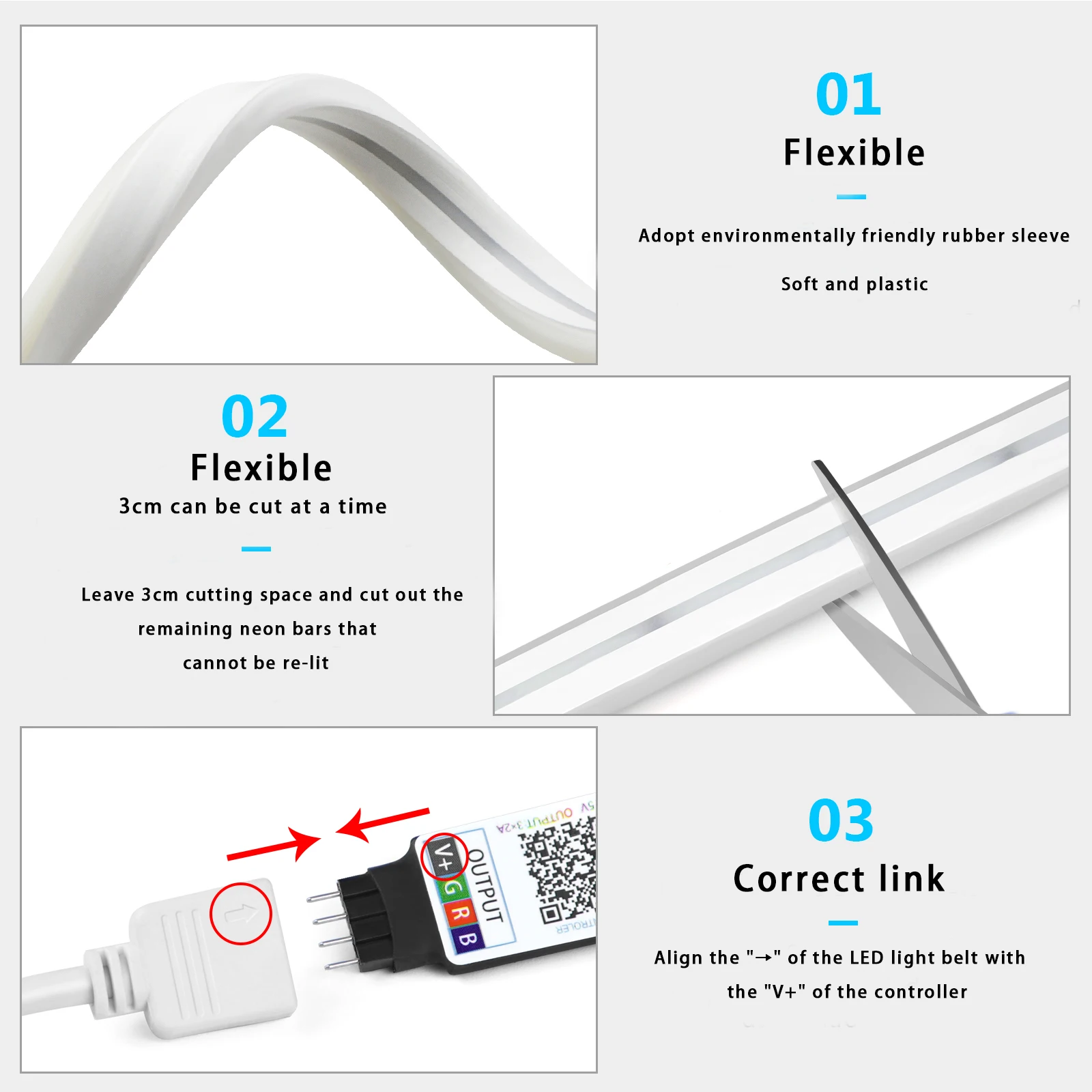 1-5m RGB LED Neon Strip Light  - Home Decor Light 评论和价格